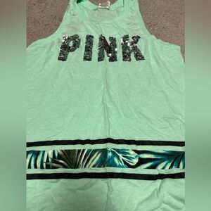 PINK Victoria's Secret Light Green Sequin Tank
